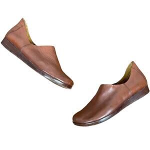 Kork-Ease Leather Slip on Flats Shoes Brown Tan Comfort Comfy